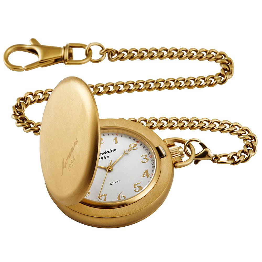 Relógio de Bolso Masculino Dourado com Abertura Automática Dourado 2