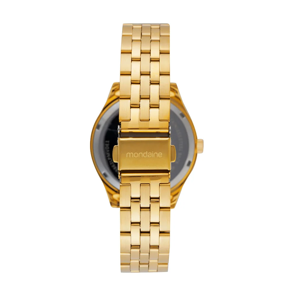 Relógio Feminino Analógico Rosa com Index Completo Dourado/Rosa 3