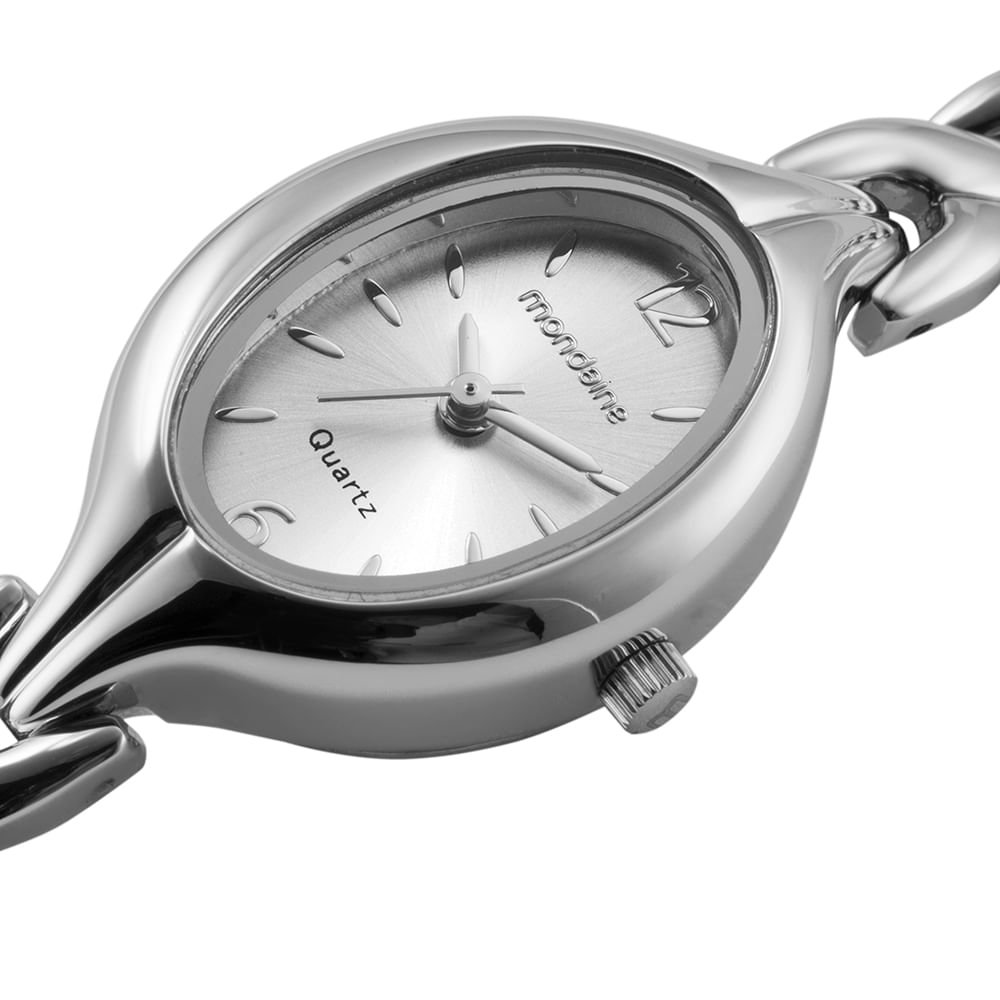 Relógio Feminino Prata Vintage Oval Prata 2