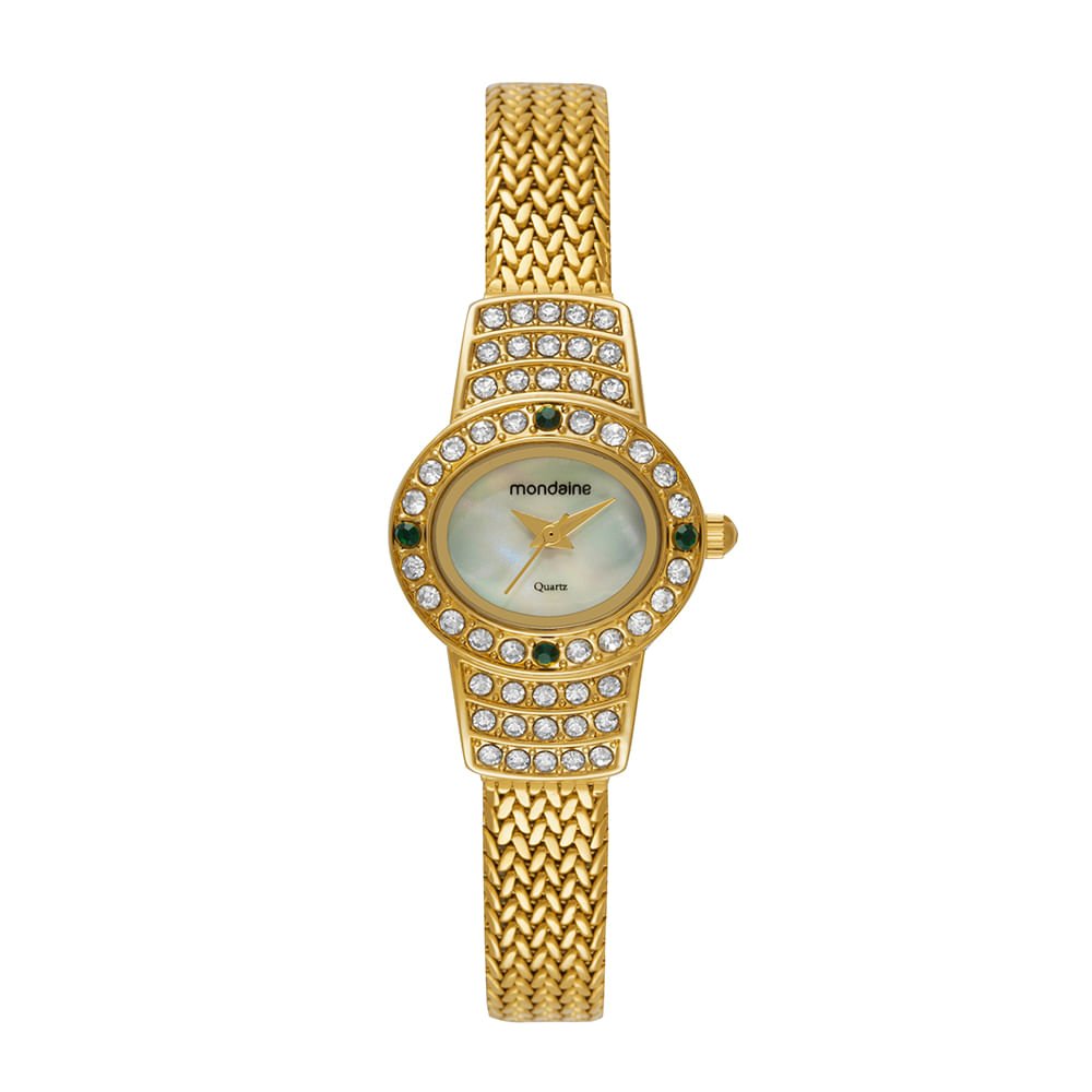 Relógio Feminino Madrepérola Dourado Oval