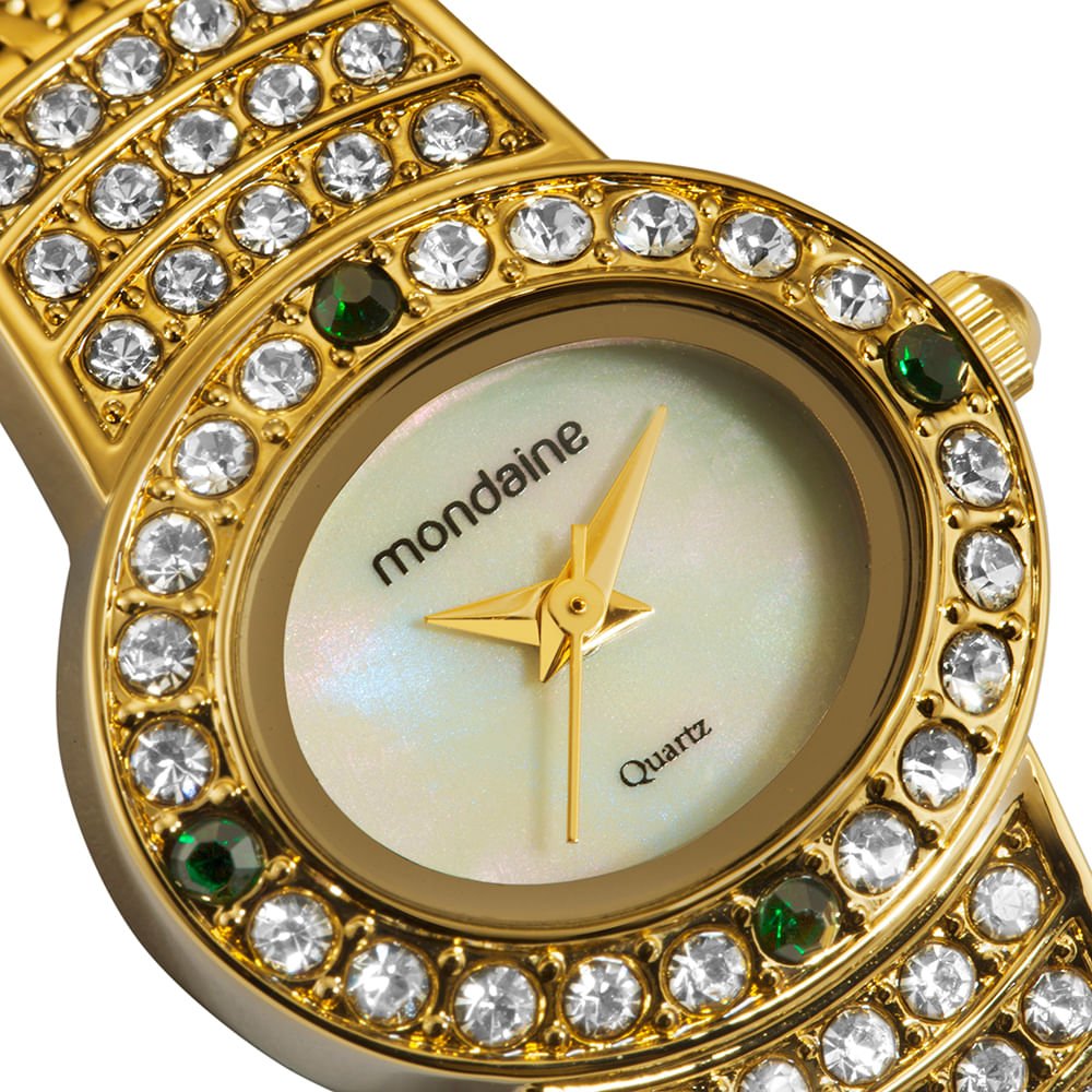 Relógio Feminino Madrepérola Dourado Oval Dourado 2