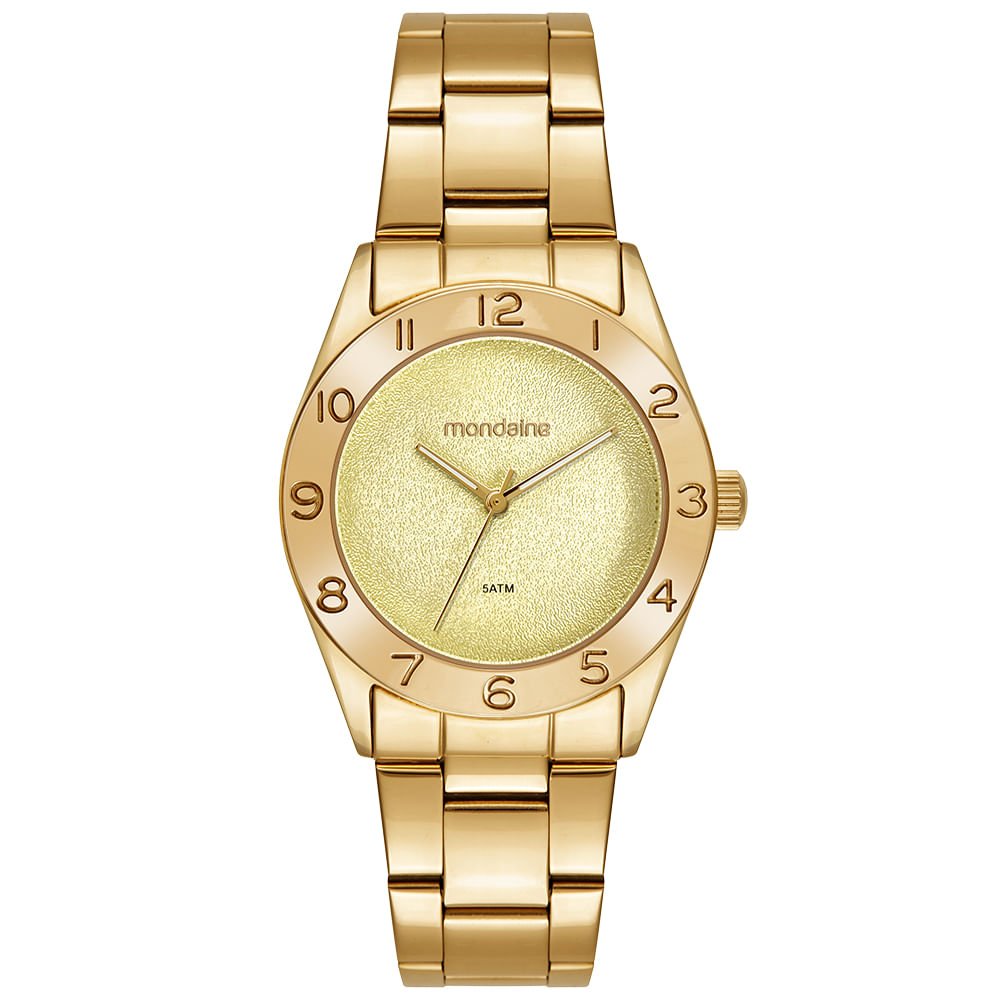 Relógio Feminino Dourado com Numeração Completa