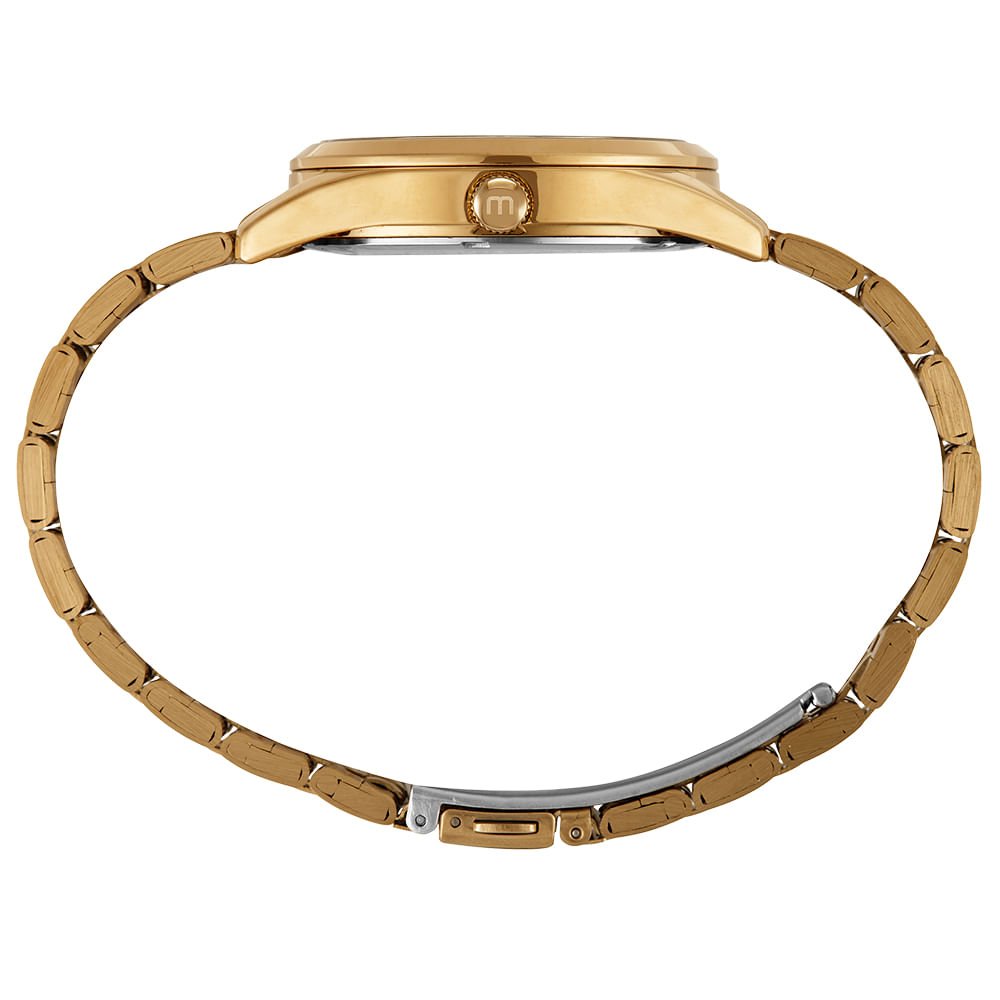 Relógio Feminino Rosa Cristais e Numeração Completa Dourado/Rosa 3