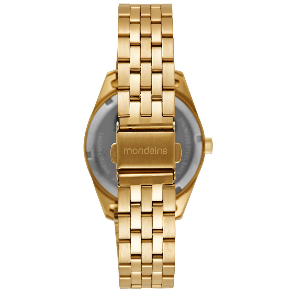 Relógio Feminino Rosa Cristais e Numeração Completa Dourado/Rosa 4