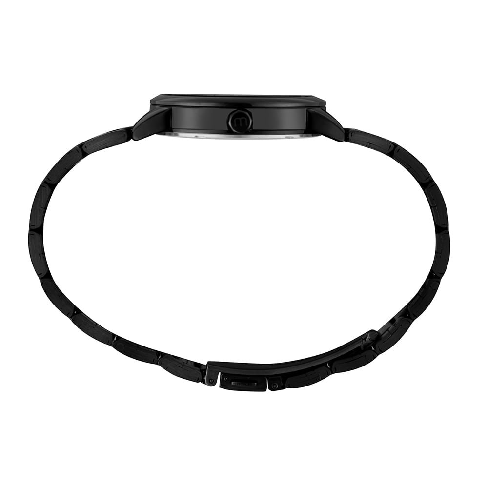 Relógio Feminino Black Aço Escovado Numeração Completa Preto 2