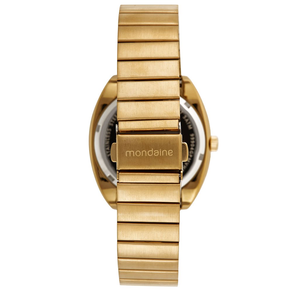 Relógio Masculino Dourado Caixa Cushion com Calendário Dourado 3