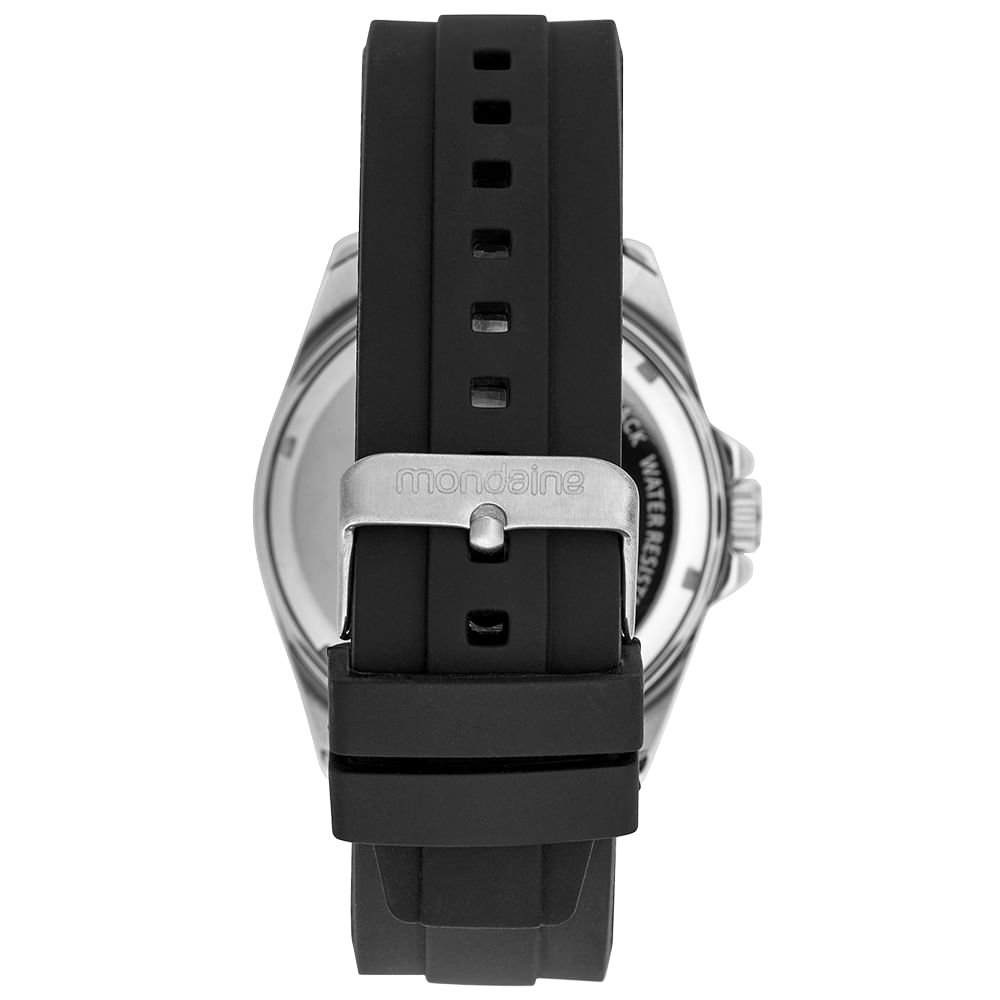 Relógio Masculino Preto Esportivo Mostrador Texturizado Prata/Preto 3