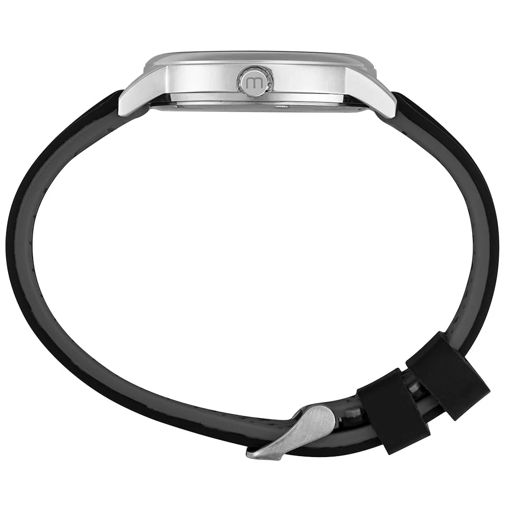 Relógio Masculino Analógico Preto Esportivo Silicone Bicolor Prata/Preto 2