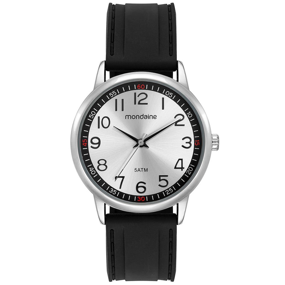 Relógio Masculino Prata Pulseira Silicone Esportivo