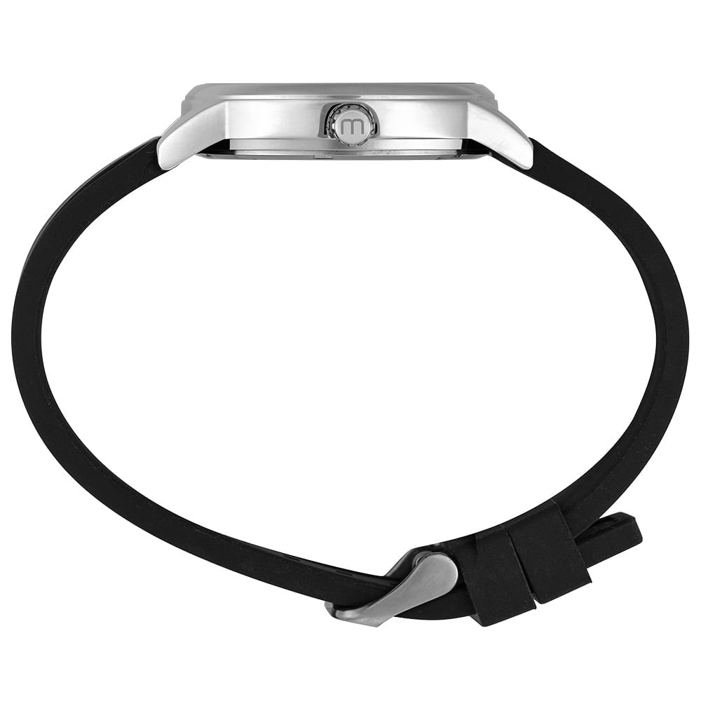 Relógio Masculino Prata Pulseira Silicone Esportivo Prata 2