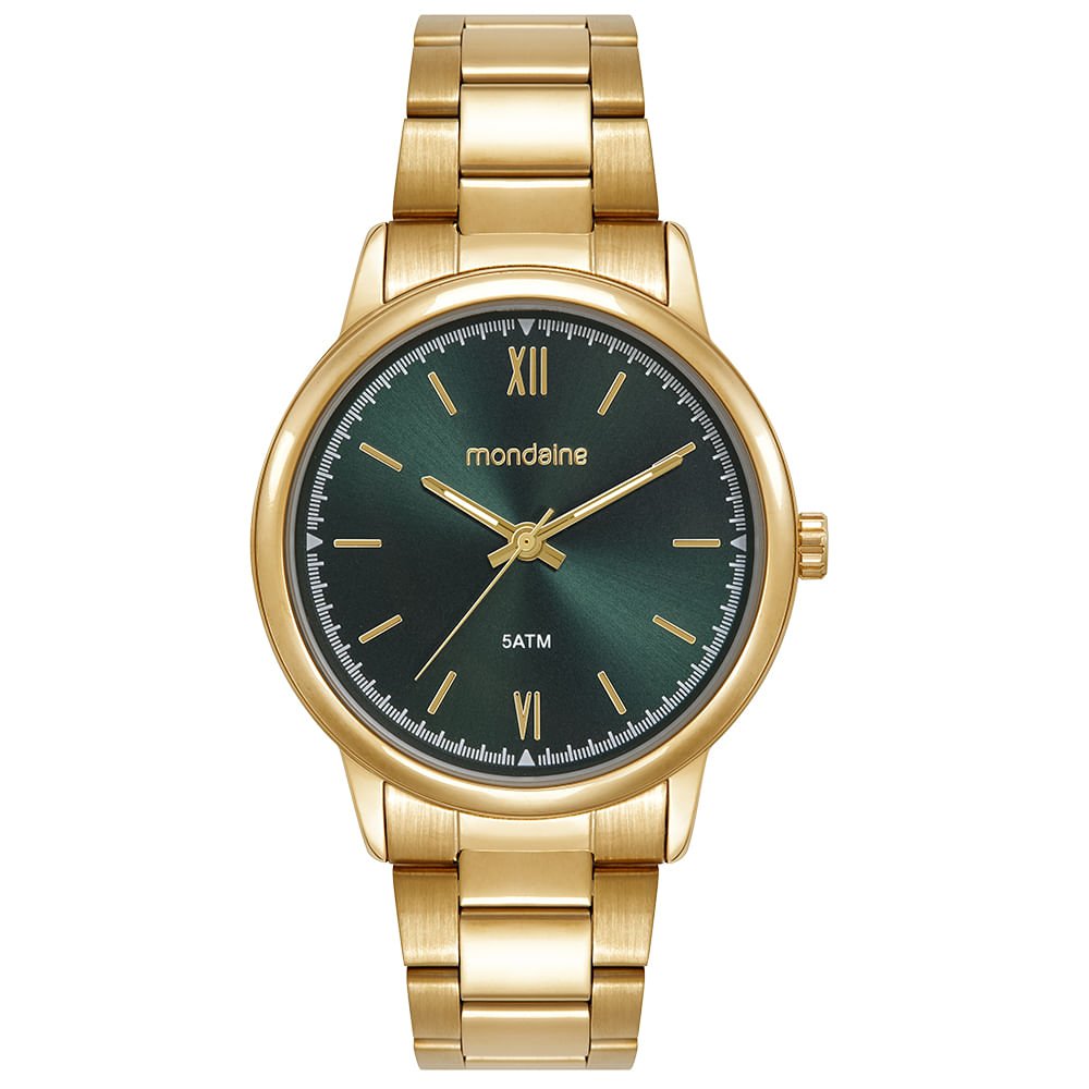 Relógio Masculino Dourado Mostrador verde Minimalista