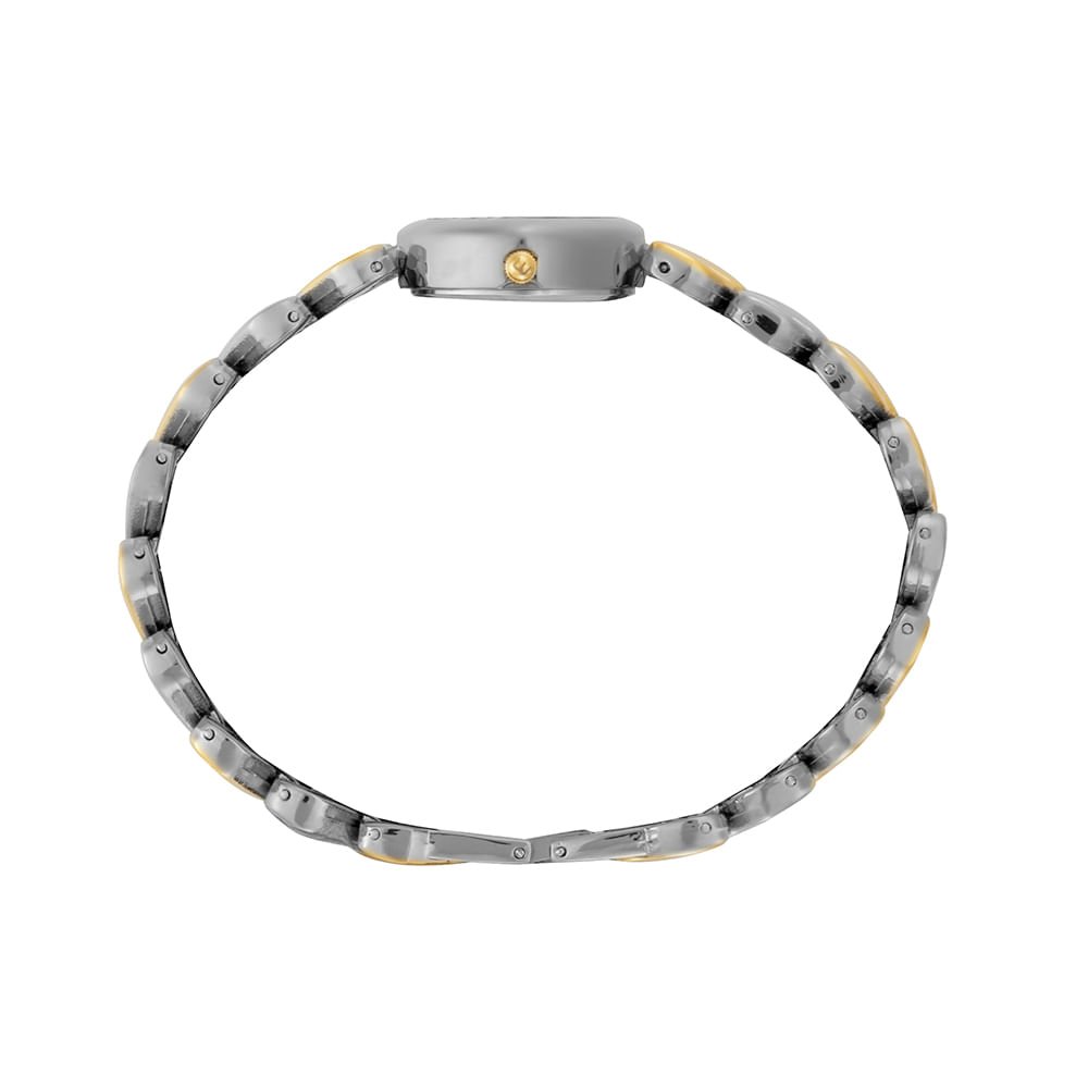 Relógio Feminino Bicolor com Pulseira de Coração Prata/Dourado 2