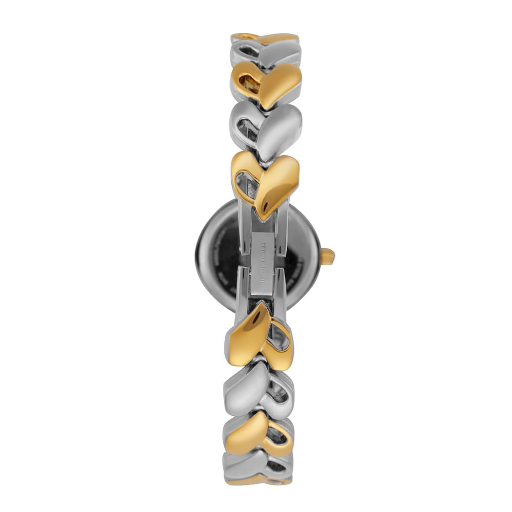 Relógio Feminino Bicolor com Pulseira de Coração Prata/Dourado 3