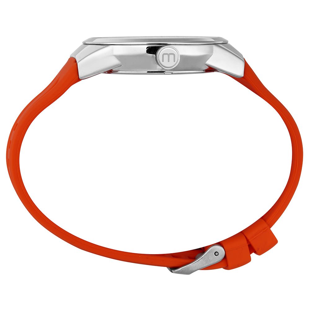 Relógio Masculino Analógico Azul com Silicone Laranja Prata/Azul 2