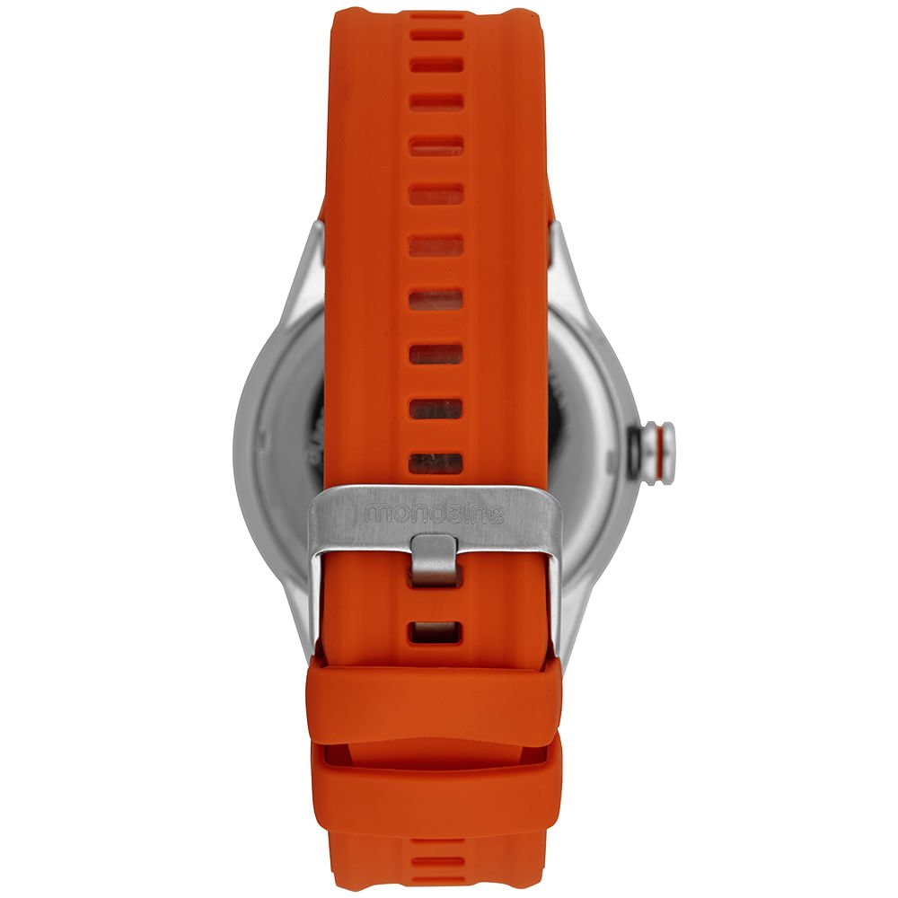 Relógio Masculino Analógico Azul com Silicone Laranja Prata/Azul 3