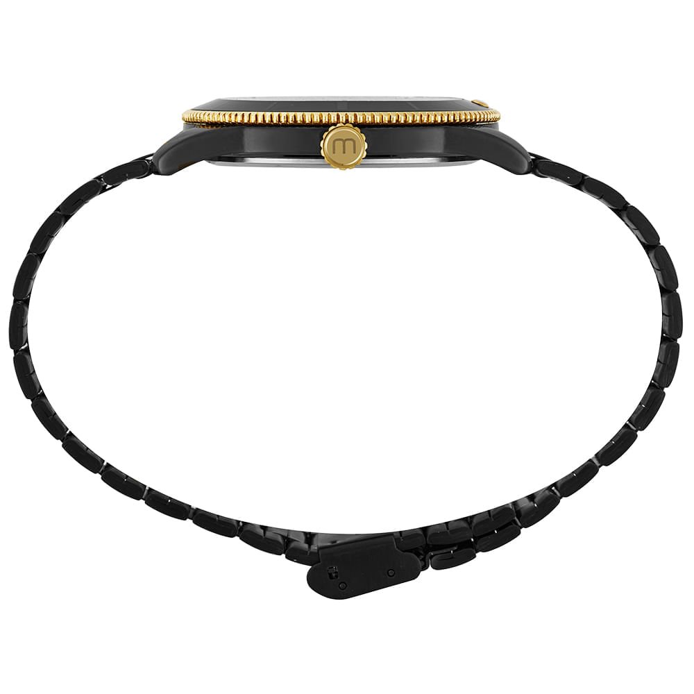 Relógio Masculino Preto em Aço Slim com Calendário Preto 3
