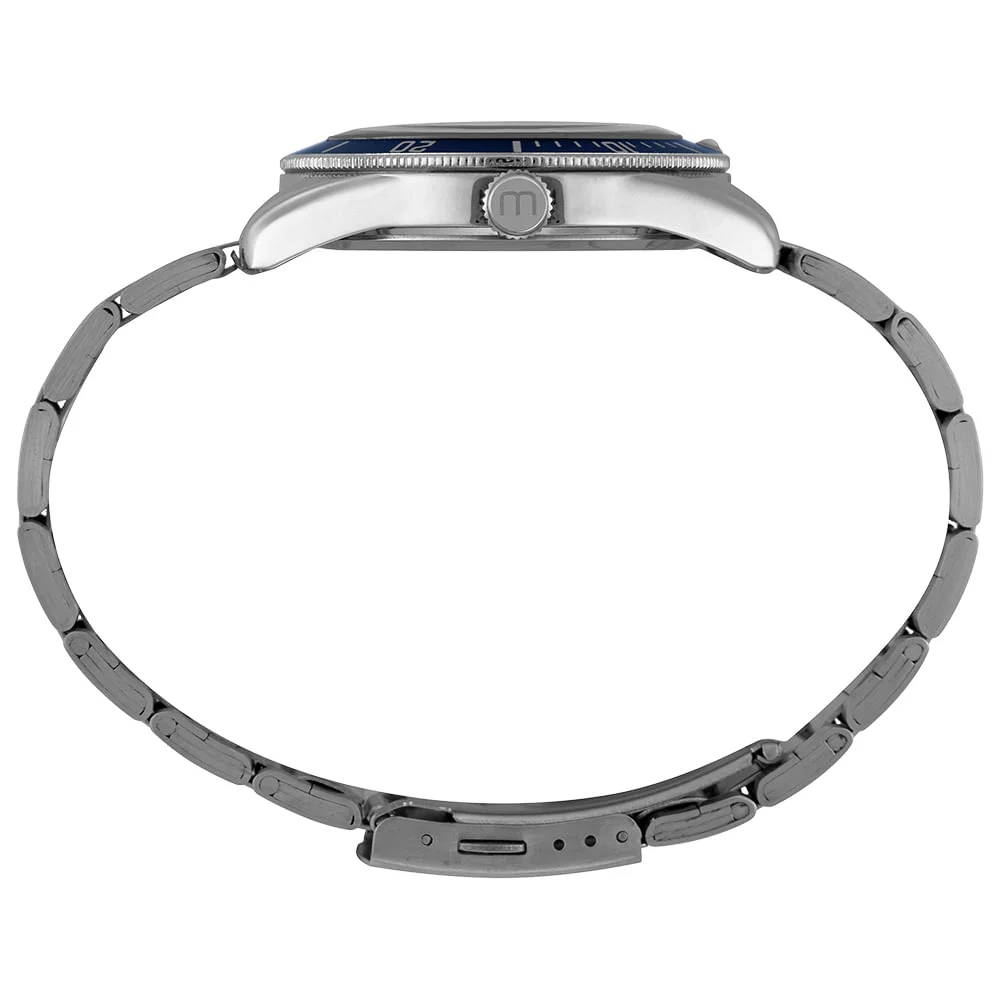 Relógio Masculino Azul Aço com Vidro Dome Prata/Azul 2