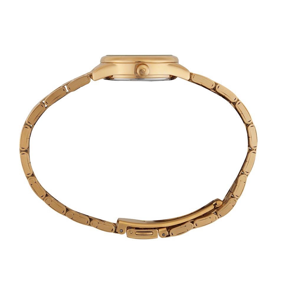 Relógio Feminino Dourado Cristais Baguete Dourado 2
