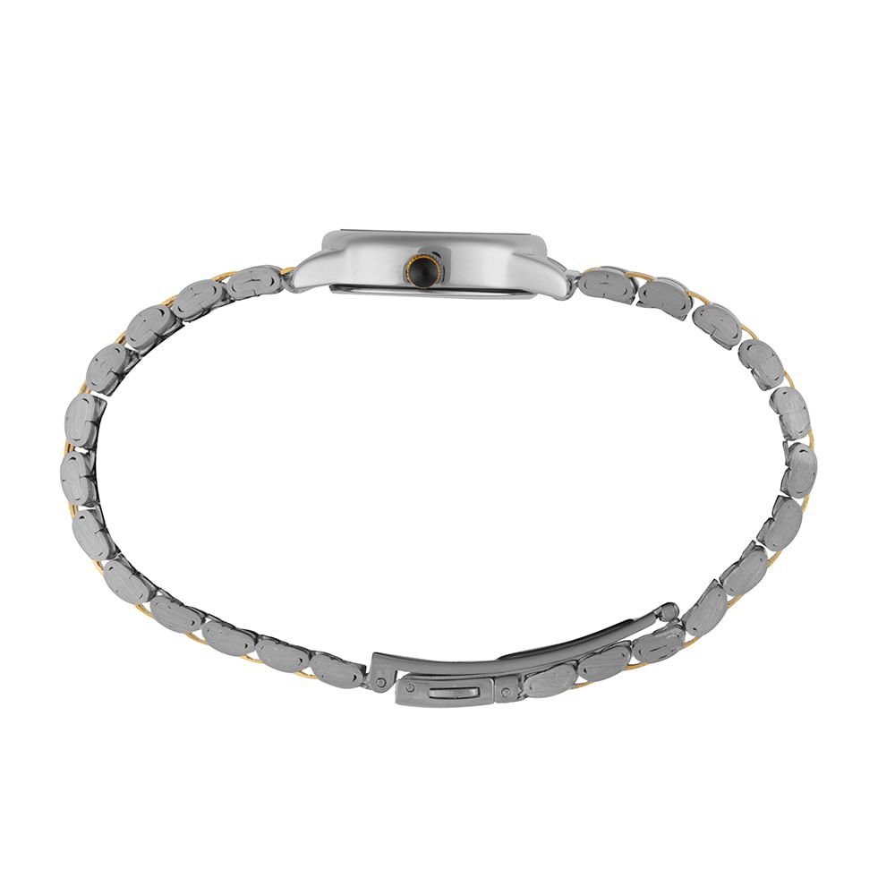 Relógio Feminino Oval Bicolor Textura Metálica Bicolor 2