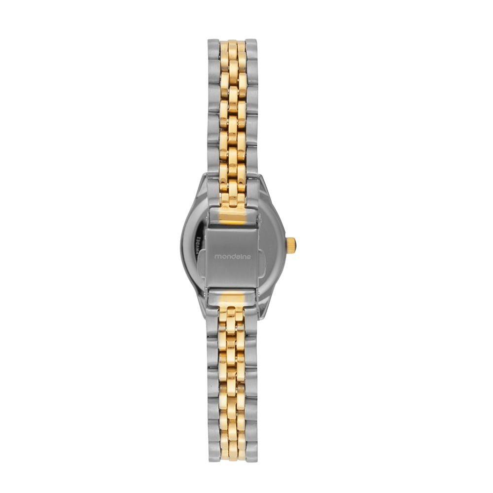 Relógio Feminino Oval Bicolor Textura Metálica Bicolor 3