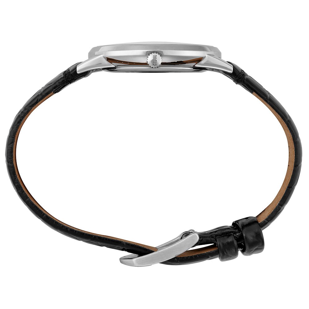 Relógio Masculino Prata com Couro Croco Prata 2
