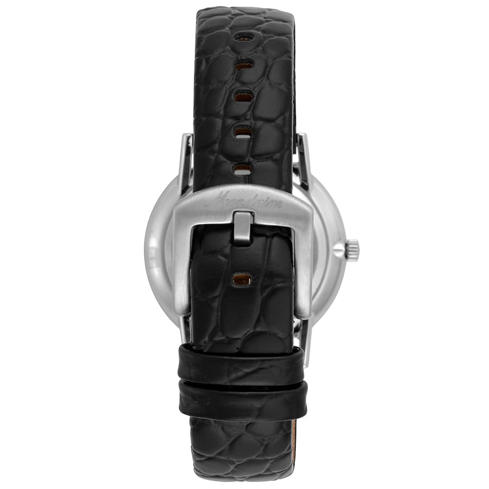 Relógio Masculino Prata com Couro Croco Prata 3
