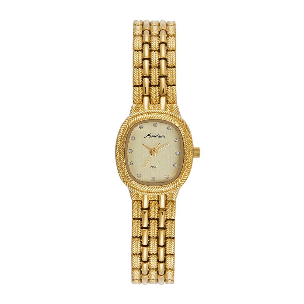 Relógio Feminino Vintage Dourado com Cristais