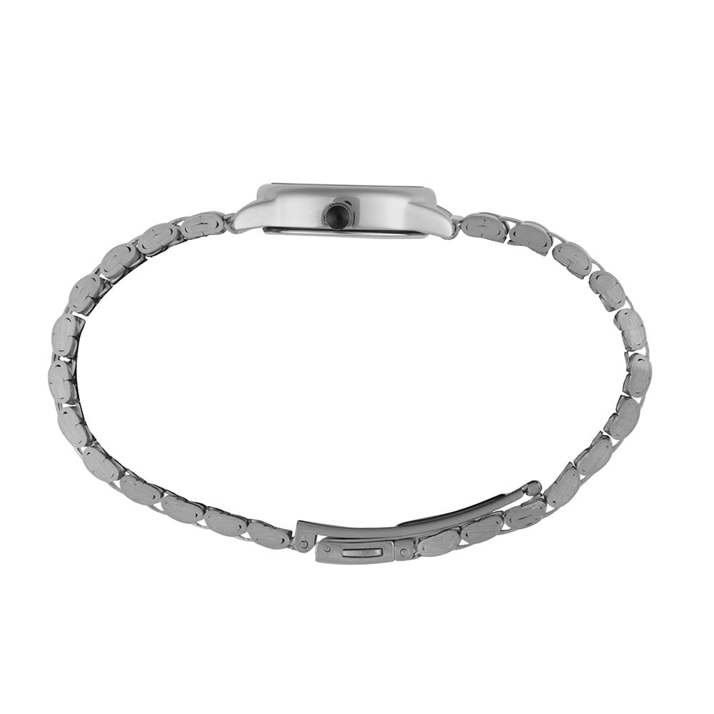 Relógio Feminino Oval Prata Textura Metálica Prata 2