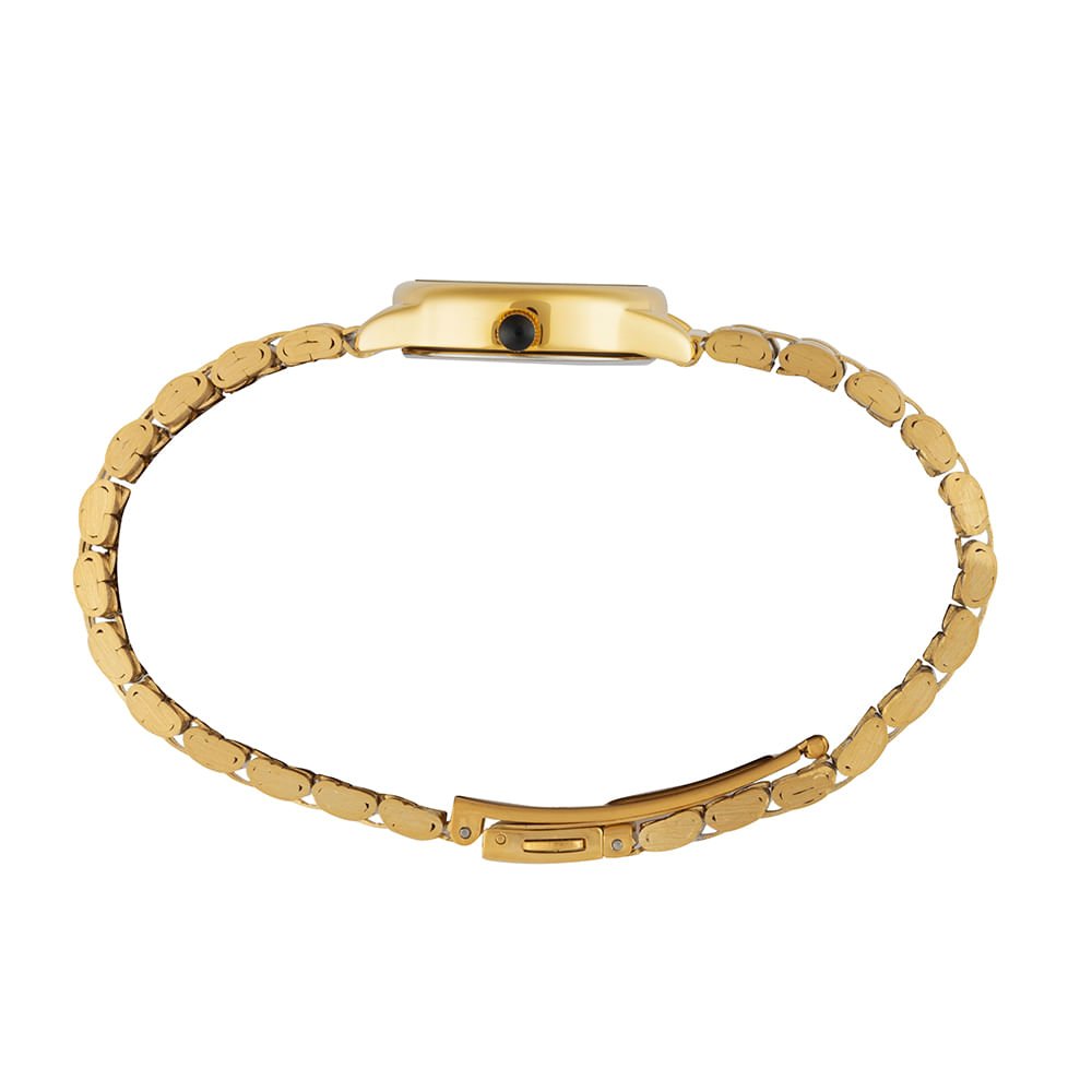 Relógio Feminino Oval Dourado Textura Metálica Dourado 2