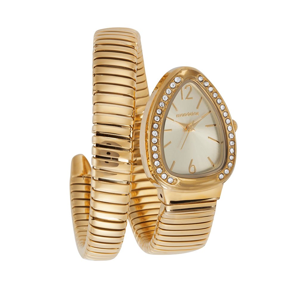 Relógio Feminino Serpens Dourado Pulseira Dupla