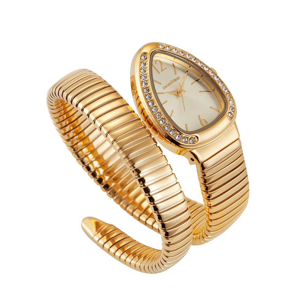Relógio Feminino Serpens Dourado Pulseira Dupla Dourado 2