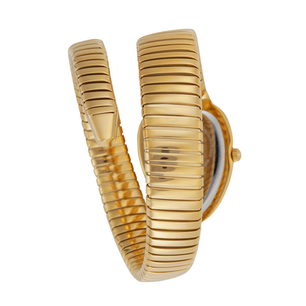 Relógio Feminino Serpens Dourado Pulseira Dupla Dourado 4