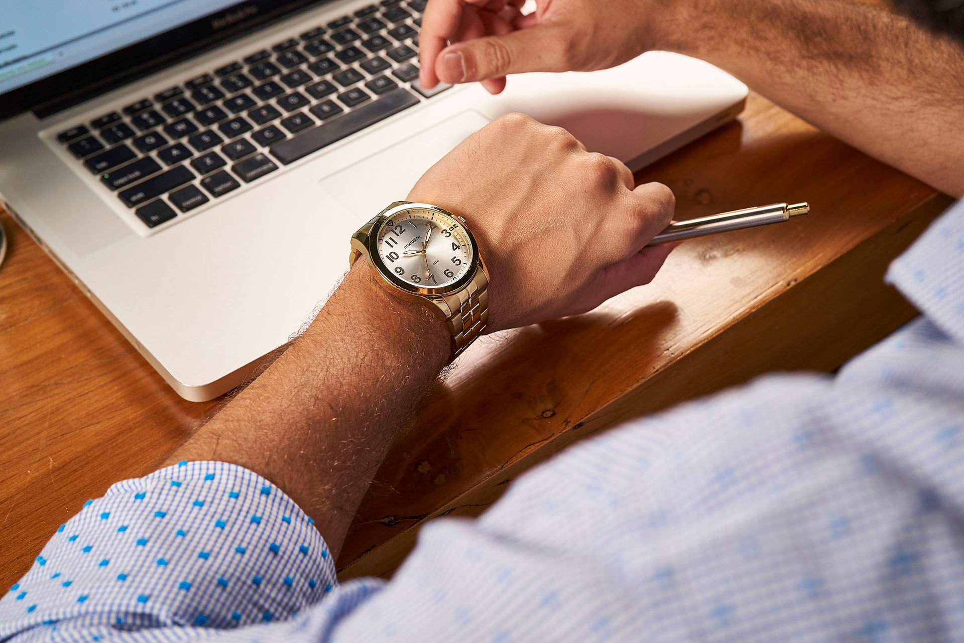 Relógio Masculino Casual Dourado Dourado 2