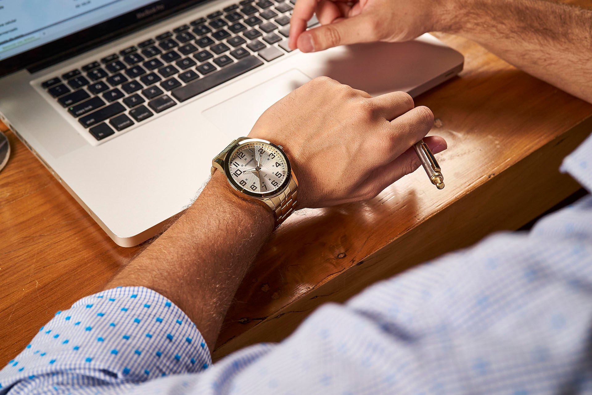 Relógio Masculino Casual Dourado Dourado 2