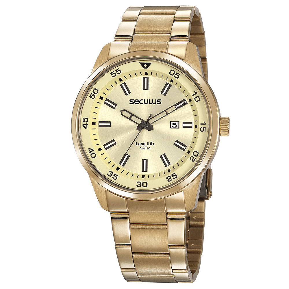 Relógio Masculino Casual Aço Dourado Dourado 1