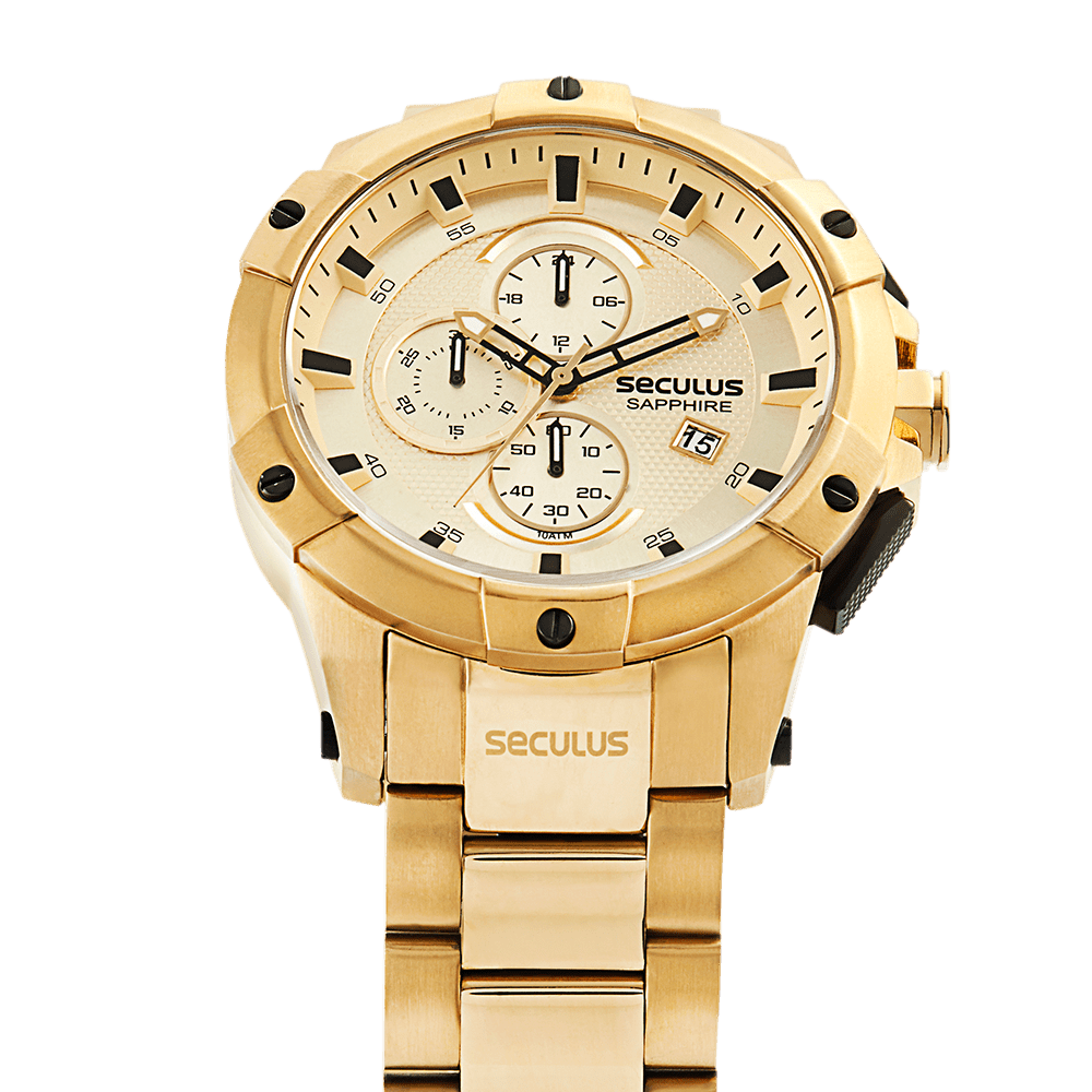 Relógio Masculino Cronógrafo Upper Dourado Dourado 3