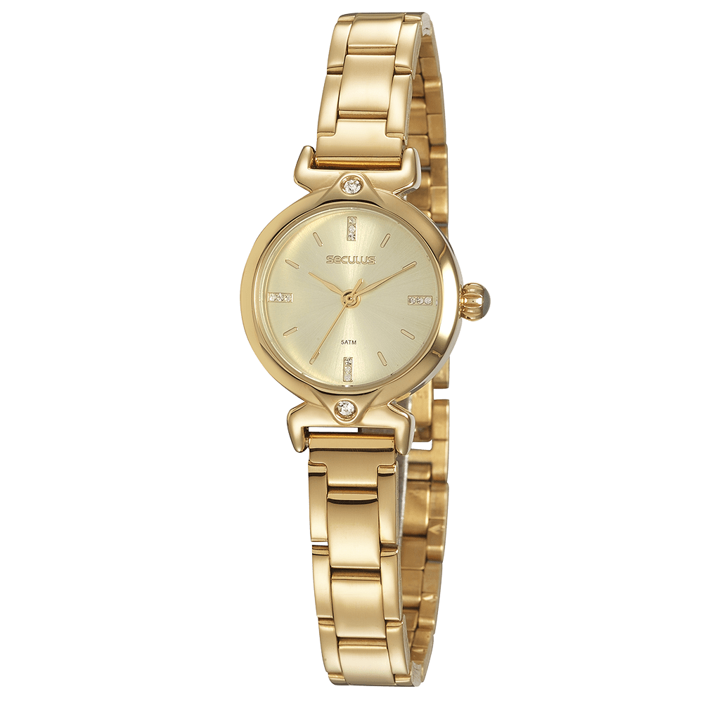 Relógio Feminino Clásico Cristais Dourado Dourado 1