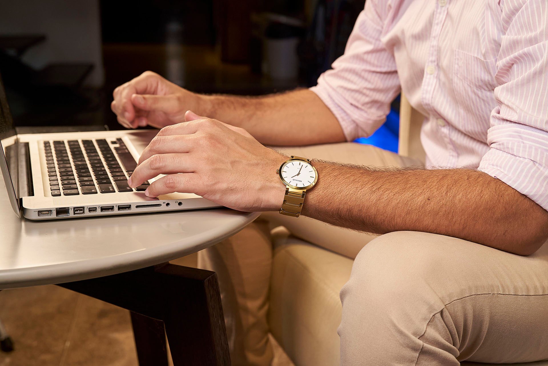 Relógio Masculino Clássico em Aço Dourado Dourado 3