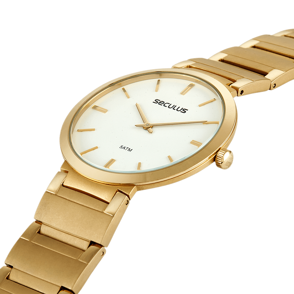 Relógio Masculino Clássico em Aço Dourado Dourado 3