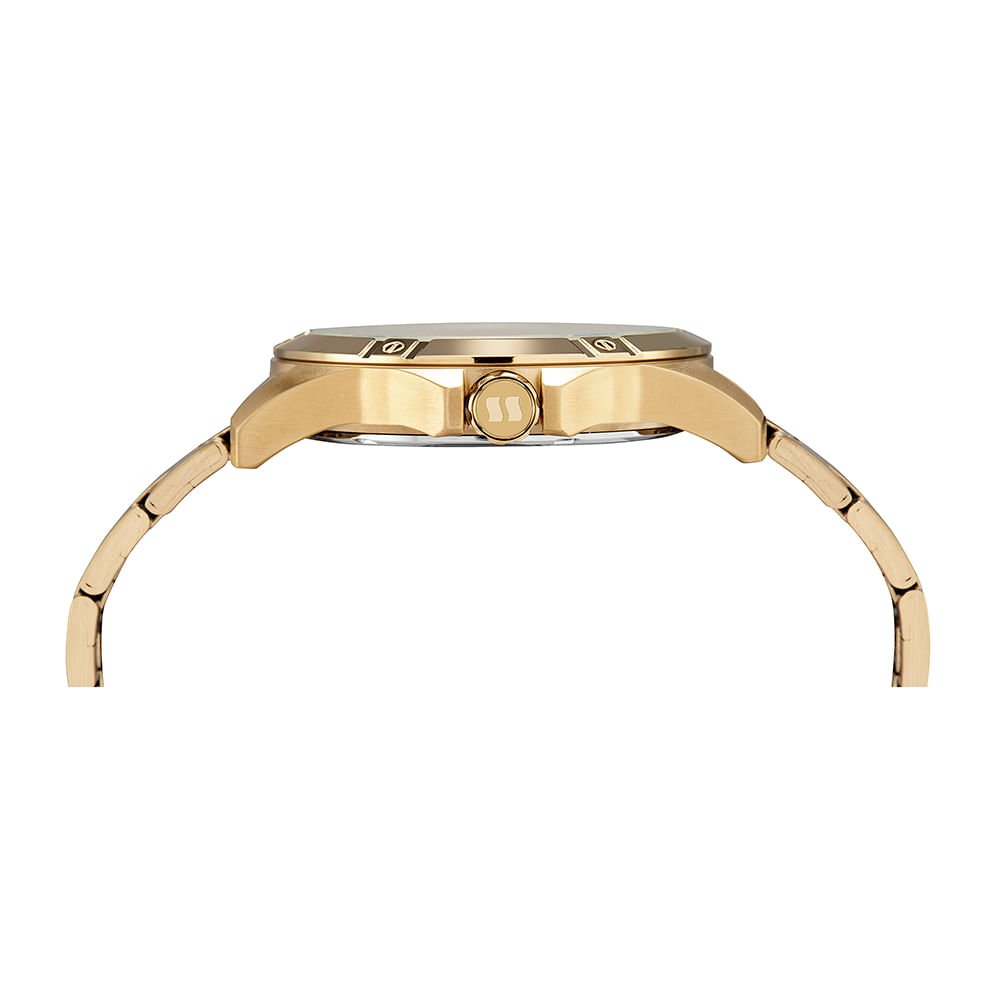 Relógio Masculino Country Aço Dourado Dourado 4