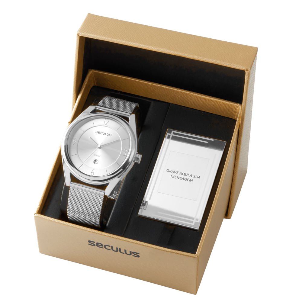 Kit Relógio Masculino Clássico Bodas Prata Prata 1