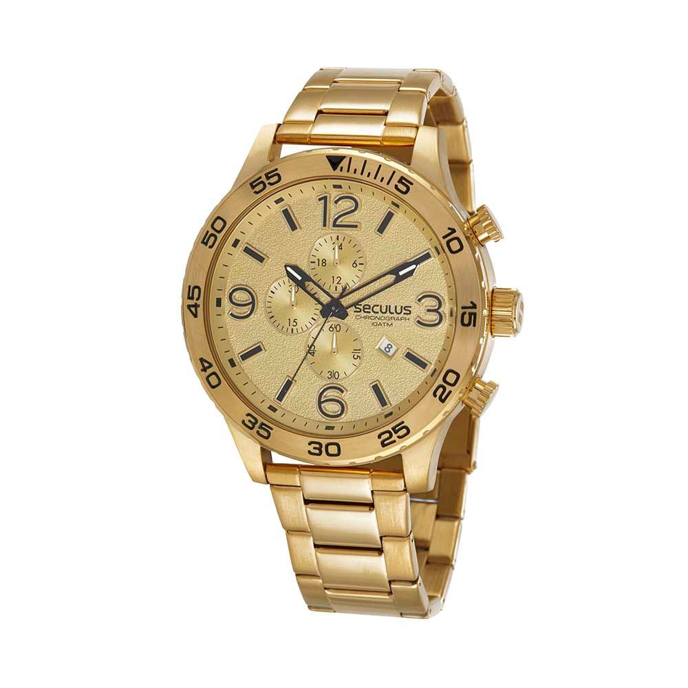 Relógio Masculino Cronógrafo Casual Dourado Dourado 1