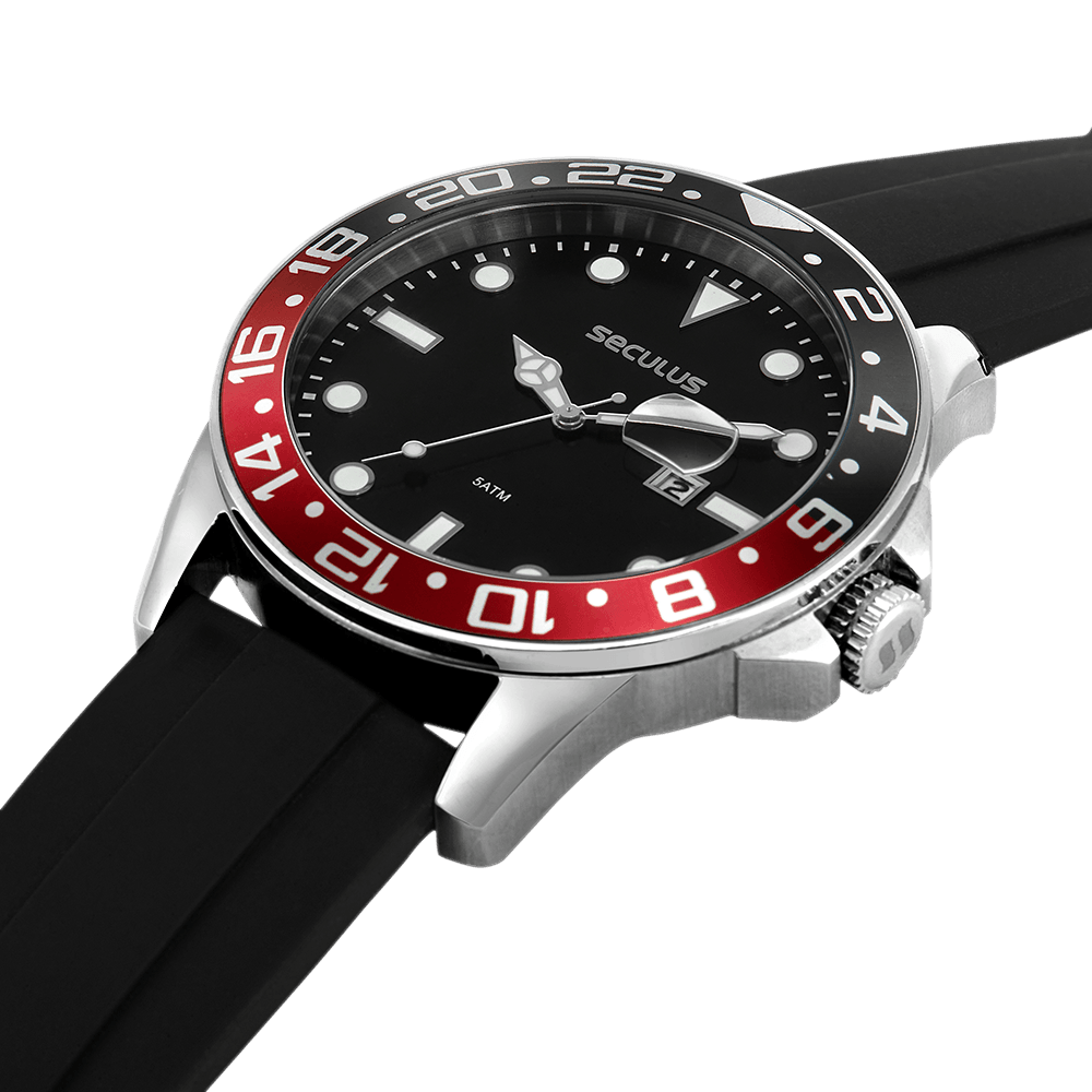 Relógio Masculino Calendário Silicone Preto Preto 3