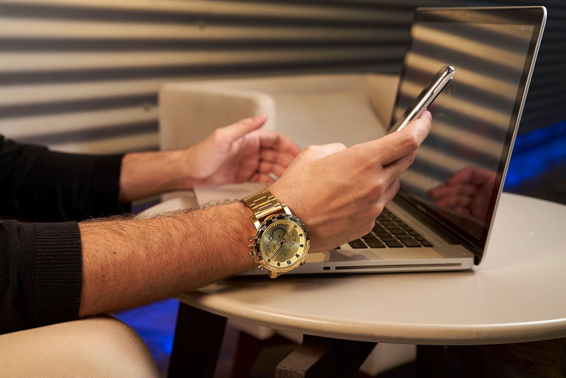 Relógio Masculino Cronógrafo Casual Dourado Dourado 2