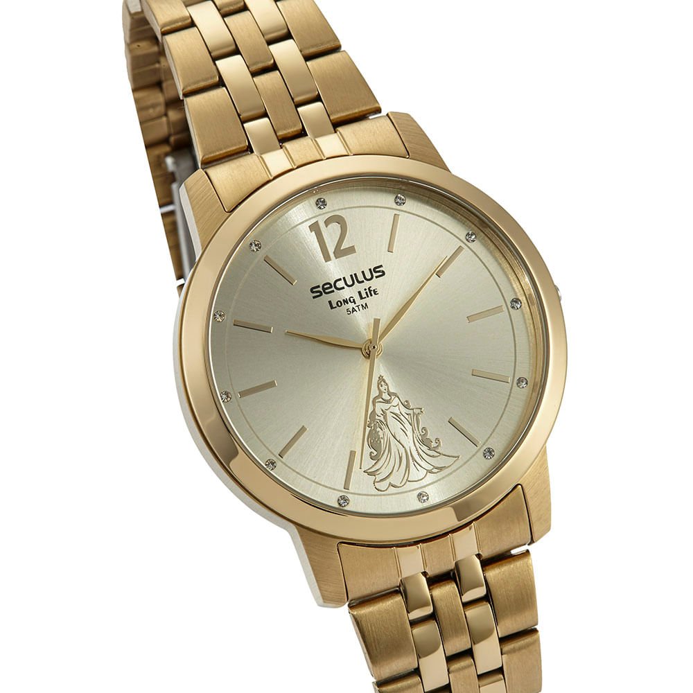 Kit Relógio Feminino Profissões Iemanja Dourado Dourado 4