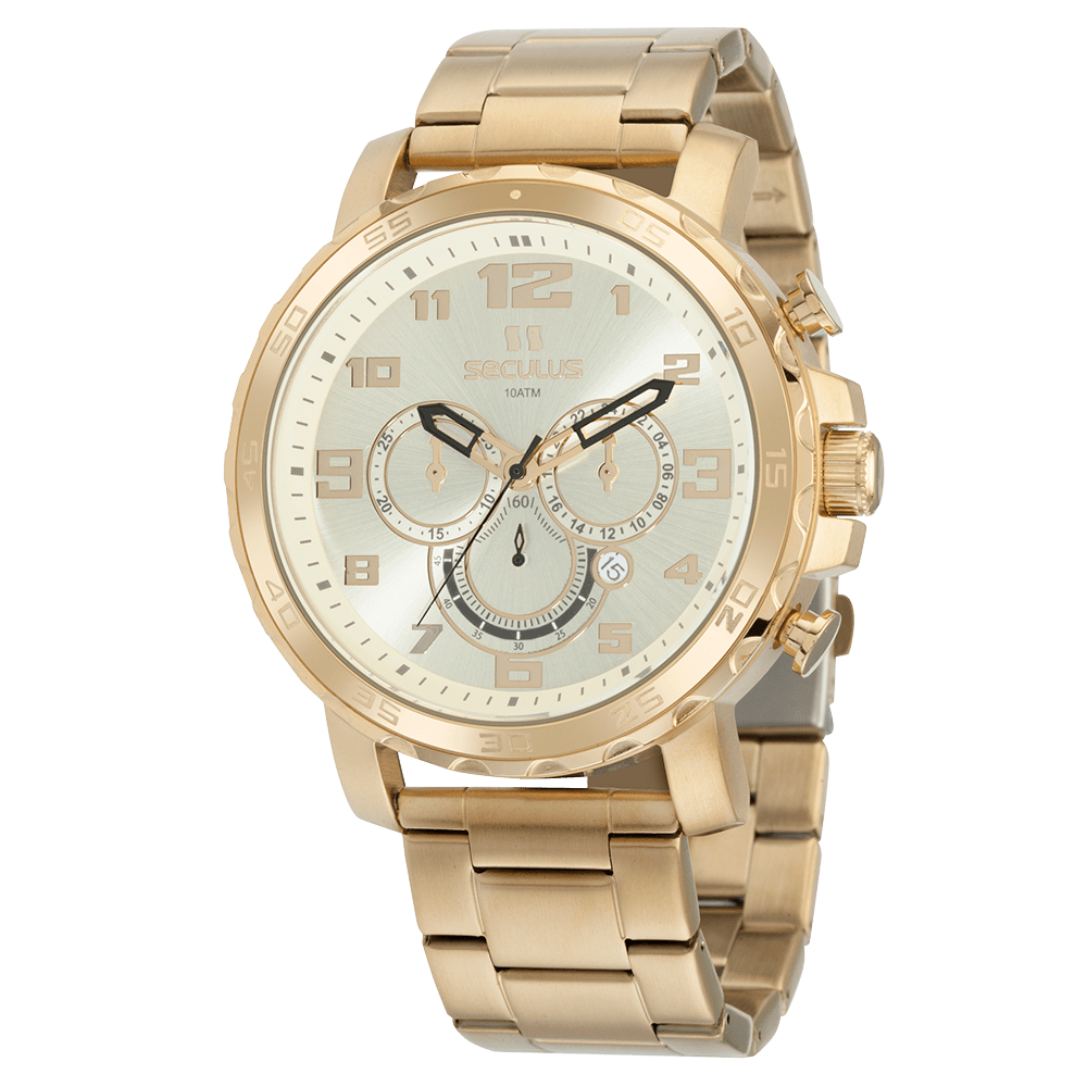 Relógio Masculino Cronógrafo Casual Dourado Dourado 1