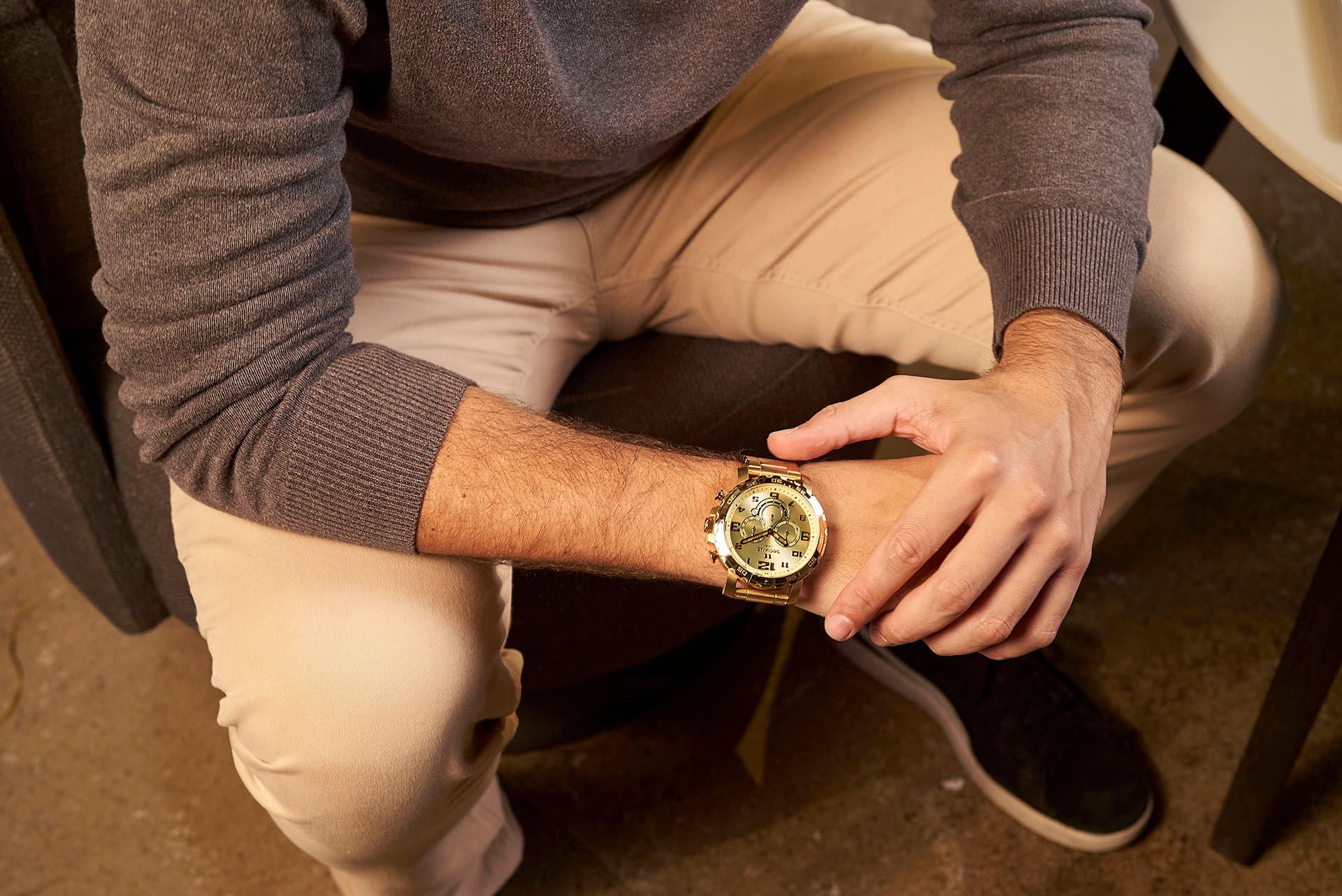 Relógio Masculino Cronógrafo Casual Dourado Dourado 2