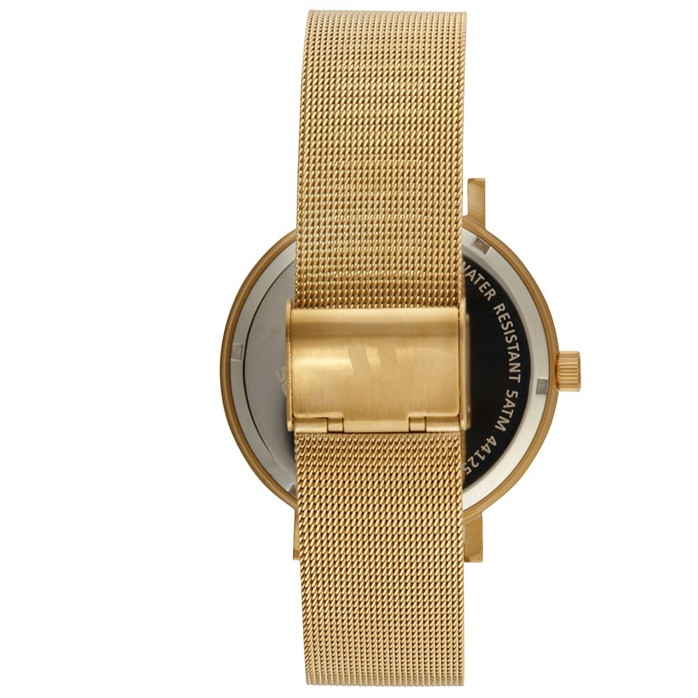 Relógio Masculino Malha de aço Dourado Dourado 3