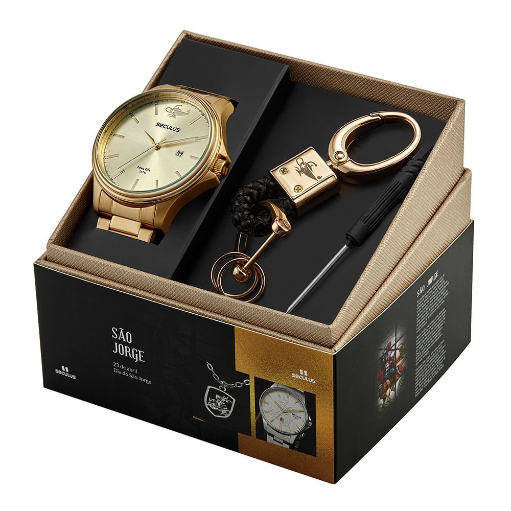 Kit Relógio Masculino Enfermagem Dourado Dourado 1