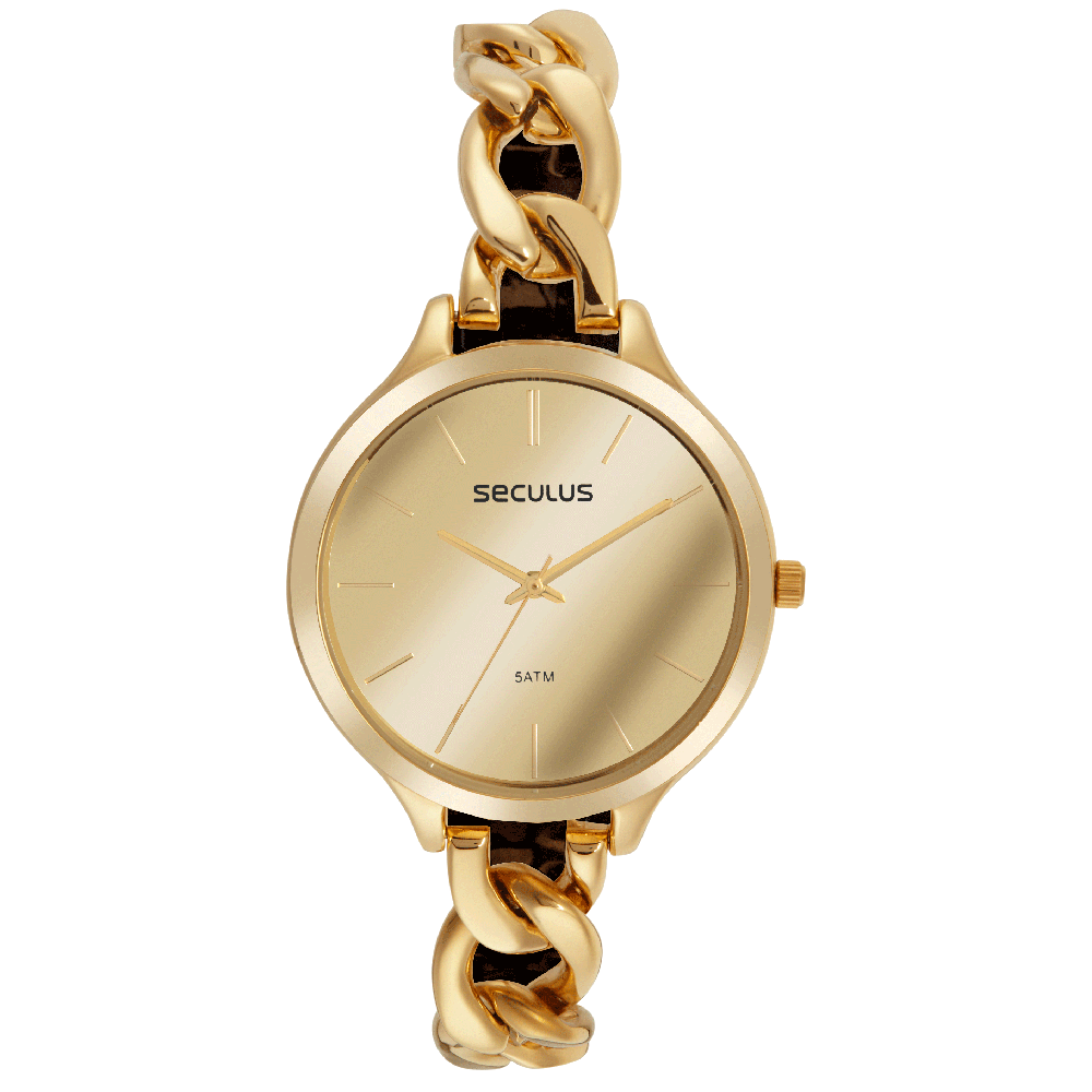 Relógio Feminino Espelhado Dourado Dourado 3